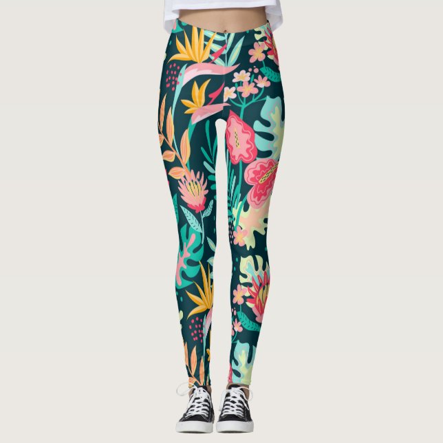 Tropical flowers leggings (Front)