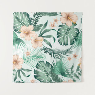 Tropical flowers, lush foliage pattern. tapestry