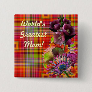 Tropical Flowers Mother's Day Bouquet 15 Cm Square Badge