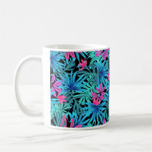 Tropical Flowers of Blue & Pink Coffee Cup Mug