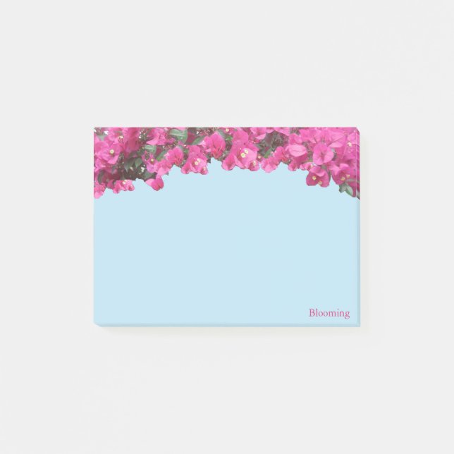 Tropical Flowers on Light Blue Post-it Notes (Front)