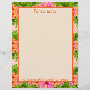 Tropical Flowers Orange Pink Floral Personalised