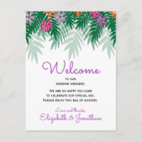 Tropical Flowers & Palm Branch Wedding Welcome