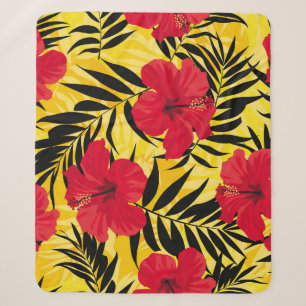 Tropical flowers palm leaves, vintage pattern. sherpa blanket