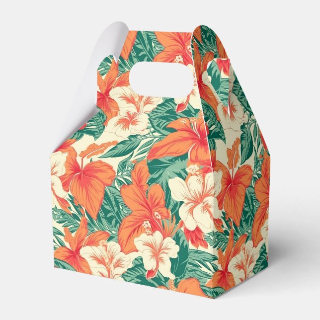Tropical flowers pattern Hawaiian vibe Favour Box (Front Side)