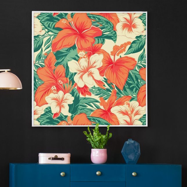 Tropical flowers pattern Hawaiian vibe Poster (Creator Uploaded)