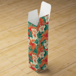 Tropical flowers pattern Hawaiian vibe Wine Box<br><div class="desc">Orange and light beige tropical flowers seamless pattern,  Hawaiian vibe floral design.</div>