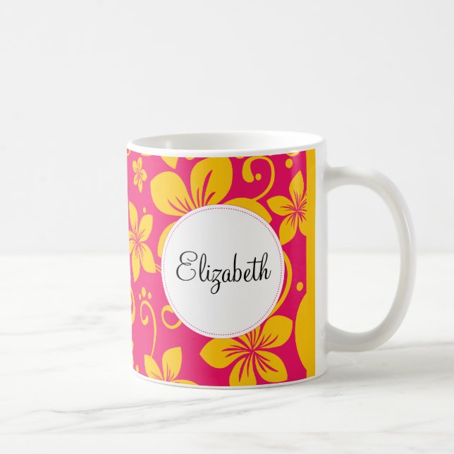 Tropical Flowers Personalised Mug (Right)