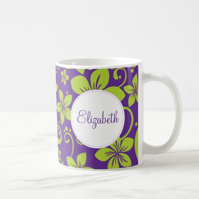 Tropical Flowers Personalised Mug (Right)