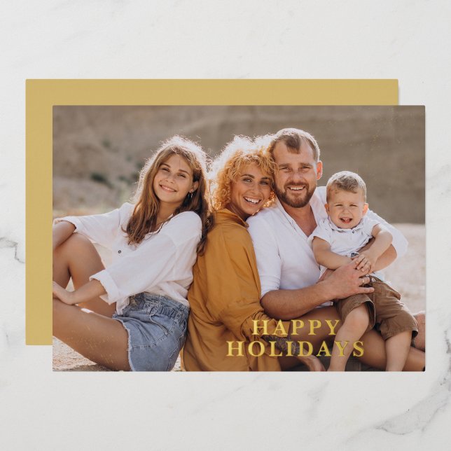 Tropical Flowers Photo Foil Holiday Card (Front/Back)