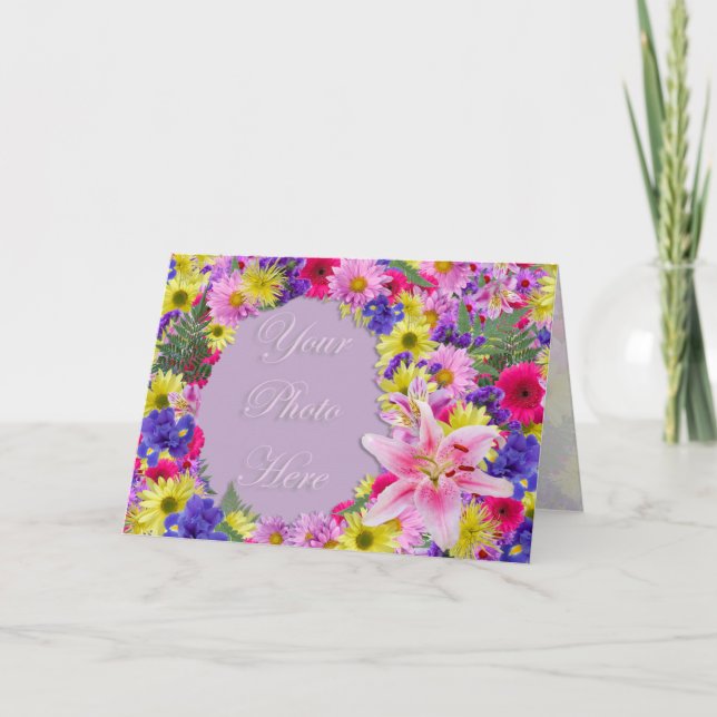 Tropical Flowers Picture Frame Greeting Card (Front)