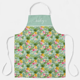 Tropical Flowers & Pineapples Apron