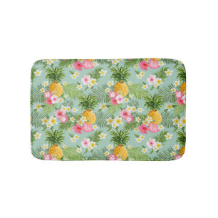 Tropical Flowers & Pineapples Bath Mat