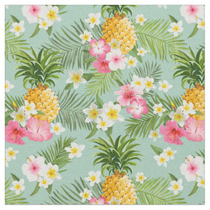 Tropical Flowers & Pineapples Fabric
