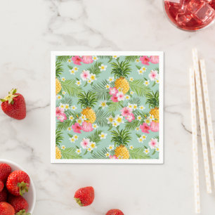 Tropical Flowers & Pineapples Napkin
