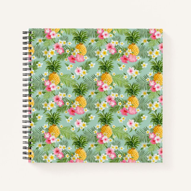 Tropical Flowers & Pineapples Notebook (Front)