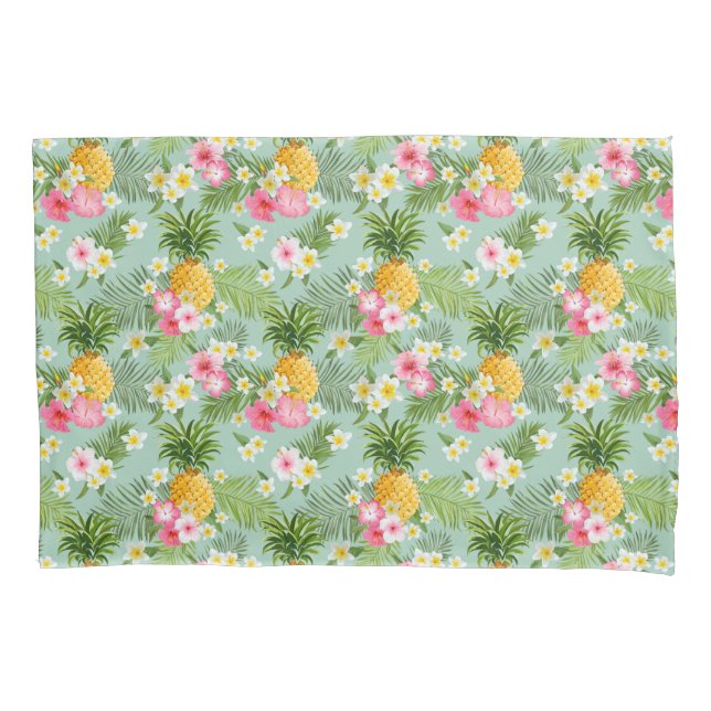 Tropical Flowers & Pineapples Pillowcase (Front-Left)