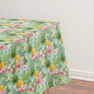 Tropical Flowers & Pineapples Tablecloth