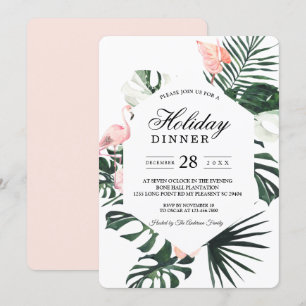 Tropical Flowers & Pink Flamingo Beauty Invitation