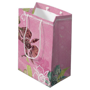 Tropical Flowers Pink Medium Gift Bag