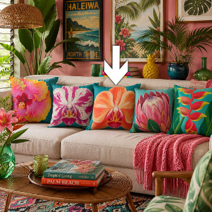 Tropical Flowers Plant Cushion