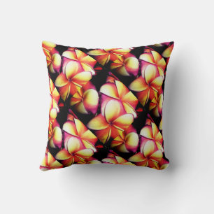 Tropical flowers plumeria cushion