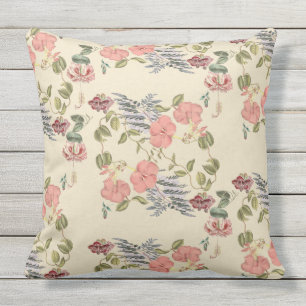 Tropical Flowers Print Patio Pillow 20x20