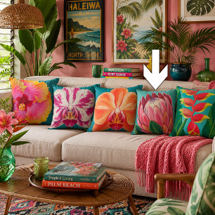 Tropical Flowers Protea Cushion