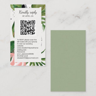 Tropical flowers QR Code online RSVP Enclosure 