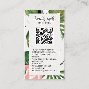 Tropical flowers QR Code online RSVP Enclosure 