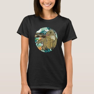 Tropical Flowers Reptile Animal Exotic Lizard Igu T-Shirt
