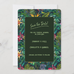 Tropical Flowers Save the Date  Invitation