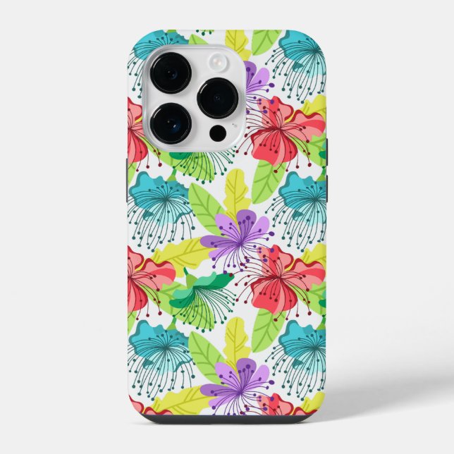 Tropical flowers seamless pattern iPhone case (Back)