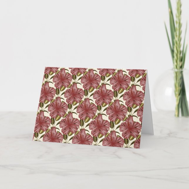 Tropical flowers seamless pattern | red flowers card (Front)