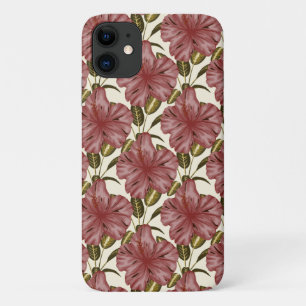 Tropical flowers seamless pattern red flowers iPhone 11 case