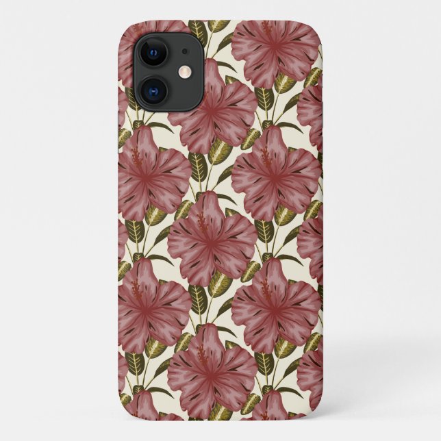 Tropical flowers seamless pattern | red flowers Case-Mate iPhone case (Back)