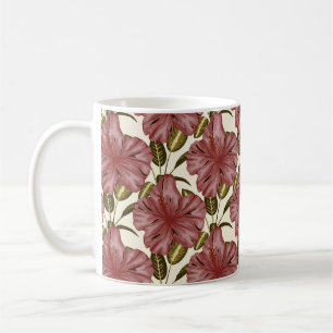 Tropical flowers seamless pattern red flowers coffee mug
