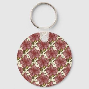 Tropical flowers seamless pattern   red flowers key ring