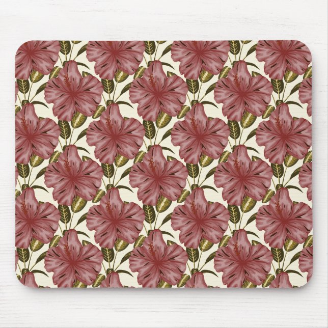 Tropical flowers seamless pattern | red flowers mouse pad (Front)