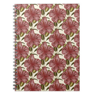 Tropical flowers seamless pattern red flowers notebook