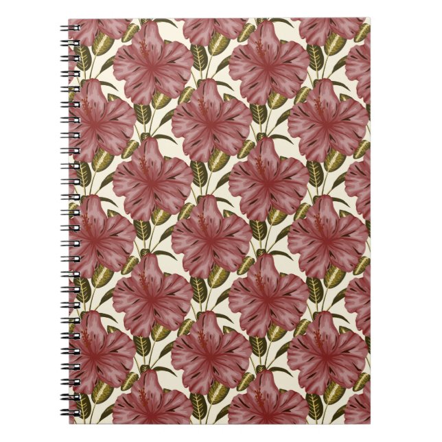 Tropical flowers seamless pattern | red flowers notebook (Front)