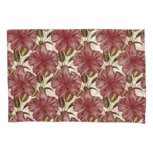 Tropical flowers seamless pattern red flowers pillowcase