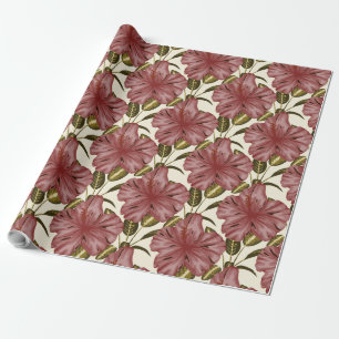 Tropical flowers seamless pattern   red flowers wrapping paper