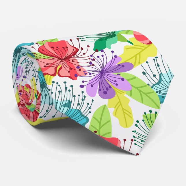 Tropical flowers seamless pattern tie (Rolled)
