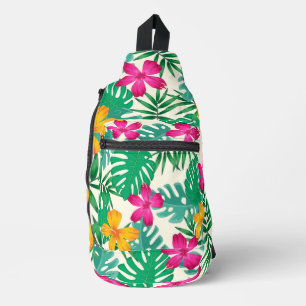 Tropical flowers sling bag