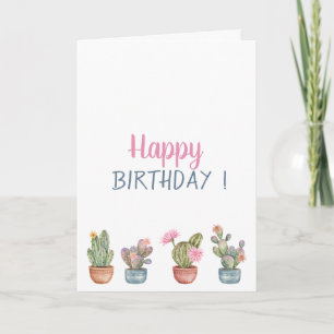 Tropical Flowers Succulents Birthday Card