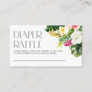 Tropical Flowers Summer Baby Shower Diaper Raffle Enclosure Card