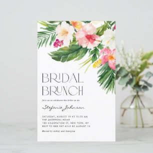Tropical Flowers Summer Bridal Brunch Invitation