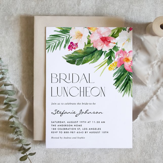 Tropical Flowers Summer Bridal Luncheon Invitation (Creator Uploaded)