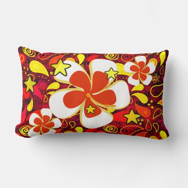 Tropical Flowers Throw Pillow (Front)